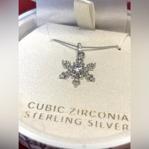 Sterling Silver Snowflake Necklace with Cubic Zirconia